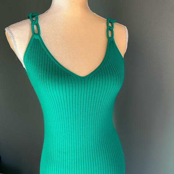 Milly Knit Chain Strap Midi Dress Emerald XS EUC P - Picture 6 of 12